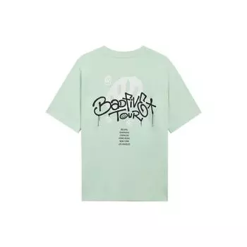 Футболка Li Ning SS22 Badfive Smiley Graffiti Letter Print с круглым вырезом и коротким рукавом, женская футболка Water-Wave-Green AHSS408-2 M