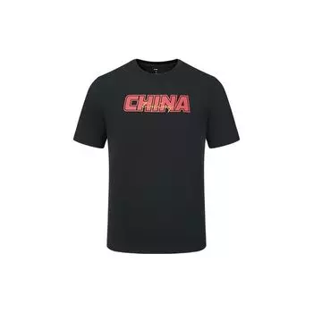 Футболка Li Ning Ss23 с круглым вырезом и буквенным принтом, легкая, для бега и фитнеса, с коротким рукавом, унисекс, черная YTST053-2 L