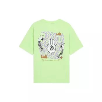 Футболка Li Ning Summer Party Twisted Letter Print Round Neck с коротким рукавом и круглым вырезом, свободная, унисекс, топы Butterfly-Pink Green AHSSB09-1 XL