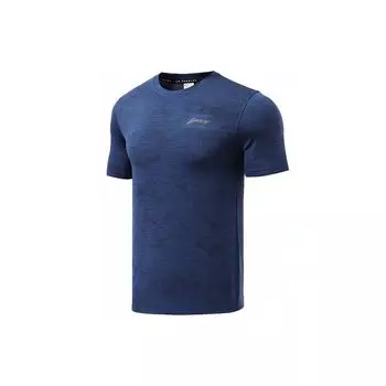 Футболка Li Ning светоотражающая быстросохнущая с круглым вырезом и коротким рукавом для бега, мужская, синяя ATSR073-4 S