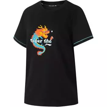 Футболка Li Ning Table Tennis Series Animal Letter с круглым вырезом, удобная, дышащая, универсальная, с коротким рукавом, унисекс, футболки AHSUE86-1 XS