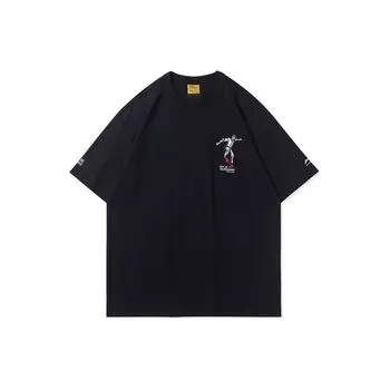 Футболка Li Ning Talent Inquiry Military Fabric Skateboard Series свободного кроя с круглым вырезом и коротким рукавом для мужчин, черные топы AHSR613-1 XL