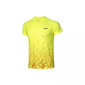 Футболка Li Ning Training Sports Competition Quick-Dry с коротким рукавом для мужчин, флуоресцентно-ярко-зеленая AAYQ081-3 XXL