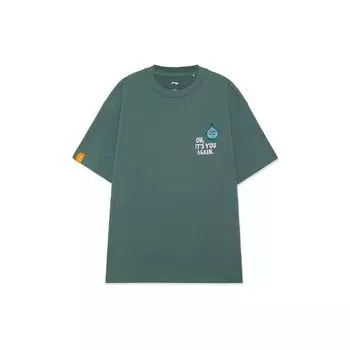 Футболка Li Ning Urban Outdoor Series с круглым вырезом и коротким рукавом, свободная, с принтом в виде букв, мужская, цвет полынь-зеленый AHSR983-2 L