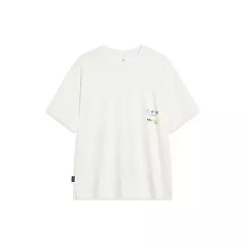 Футболка Li Ning Wade Series Letter Print с антибактериальным эффектом, свободная, с коротким рукавом, унисекс, цвет белый AHST525-2 XXL