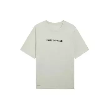 Футболка Li Ning Wade Series с надписью «Sleeve Quick-Dry Breathable Round Neck Short Sleeve T Shirt Men Tops Mixed Color Antarctic-Gray ATSS427-2 L