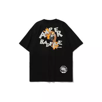 Футболка Li Ning X Aape, баскетбольная серия Badfive, хитрая тема, с принтом головы обезьяны, мужские топы, черная AHSR747-1 S