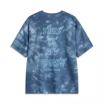 Футболка Li Ning X Adam Artist Collaboration Wade Series с принтом «Tie-Dye Letter» с круглым вырезом, удобная, дышащая, универсальная, свободная, с коротким рукавом AHSU841-2 L