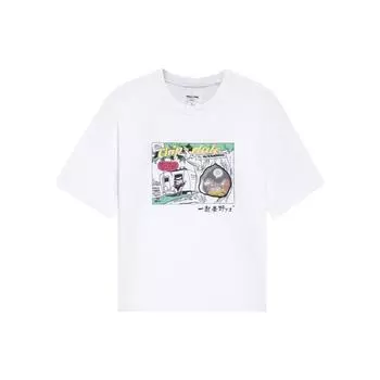 Футболка Li Ning X Disney Cartoon Print Letter Pattern с круглым вырезом, женские топы, белая AHSS260-3 L