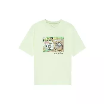 Футболка Li Ning X Disney Mickey Series SS22 с рисунком из мультфильмов и буквенным узором, с круглым вырезом и коротким рукавом, женские топы светло-зеленого цвета AHSS260-1 XL
