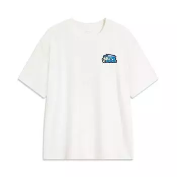 Футболка Li Ning X Disney Monsters University, повседневная, свободная, с круглым вырезом, с буквенным узором, летняя, с коротким рукавом, унисекс, AHSU497-1 L