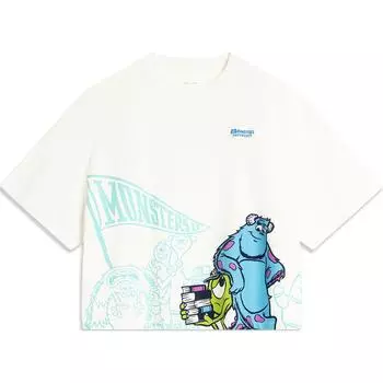 Футболка Li Ning X Disney Monsters University, серия коллаборации Disney, повседневная дышащая футболка с коротким рукавом, женская футболка, цвет белый AHSU490-1 M