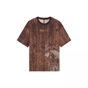 Футболка Li Ning X Disney Pinocchio Tie-Dye Cartoon Letter Sports с коротким рукавом для мужчин, коричневая AHSS455-4 XL