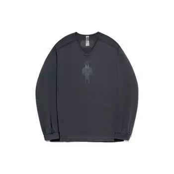 Футболка Li Ning X Jackie Chan Kung Fu Series, однотонная, свободная, с круглым вырезом и длинными рукавами, унисекс, угольно-черного цвета AHST623-2 L