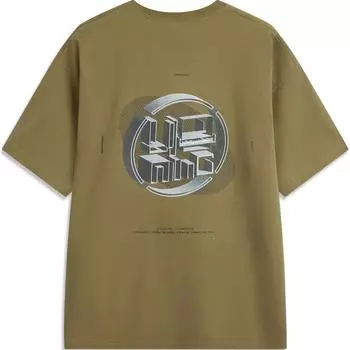 Футболка Li Ning X Nine Point Nine Collaboration Sports Trend Series с круглым вырезом и принтом в виде буквы, удобная дышащая свободная футболка с коротким рукавом AHSU987-5 XL