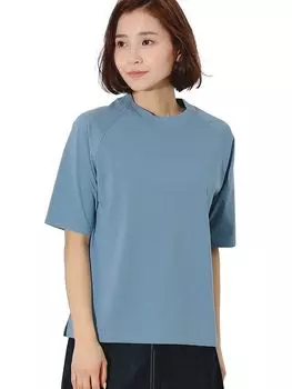 Футболка Life Store by TEE by BEAMS с воротником-стойкой, реглан, один размер [Beaming BEAMS] S/S BMING, женская, цвет серый_синий