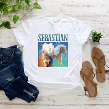 Футболка Lil Sebastian Homage Футболка в подарок на ТВ-шоу «Парки и зоны отдыха» Винтажные футболки с забавной графикой 90-х Топы с коротким рукавом S чёрный