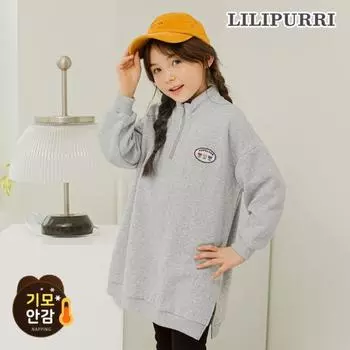 Футболка Lilypuri Rimoban Zip Up Brushed Long T серая Grey/110