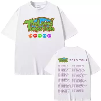 Футболка Living Tombstone Хип-хоп Рэпер Короткий рукав Круглый вырез Топ Лето 100% хлопок Футболка Удобные футболки XS белый