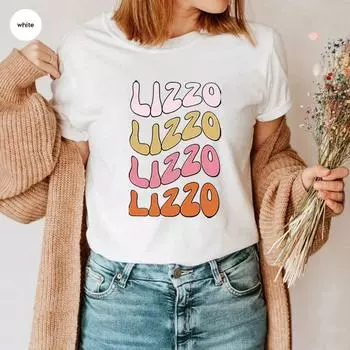 Футболка Lizzo Special Tour Футболка Lizzo Concert женская крутая рубашка Ретро рубашки 90-х годов Lizzo Fan Gift унисекс повседневные топы с короткими рукавами S чёрный