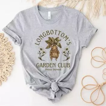 Футболка Longbottom s Garden Club, футболка Magical Botanicals, футболки Herbology, футболка Mandrake, волшебный топ, женские топы с коротким рукавом S чёрный