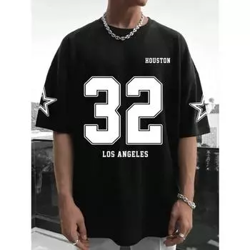 Футболка Los Angels Under The Classic с принтом Letter 32, мужская, с круглым вырезом, свободная, с короткими рукавами, дышащая, уличная, Харадзюку S