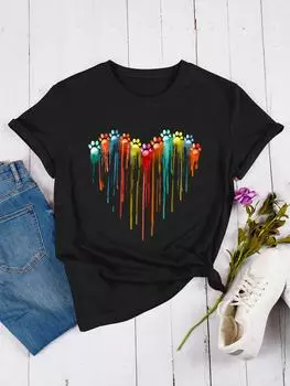 Футболка Love Claw нового цвета 2023 года: Летняя свежая мода для мужчин и женщин, европейско-американский стиль M оранжевый