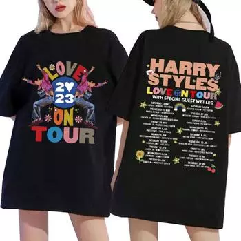 Футболка Love on Tour Concert 2023 для мужчин и женщин, летние футболки из 100% хлопка с короткими рукавами Harajuku Y2k, футболка большого размера, уличная одежда S