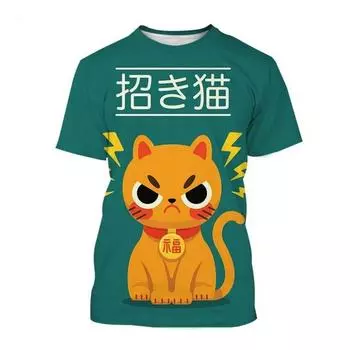 Футболка Lucid cat для мужчин и женщин с 3D-принтом, повседневная футболка с коротким рукавом, детская футболка с забавным хип-хоп-дизайном, модная XXS