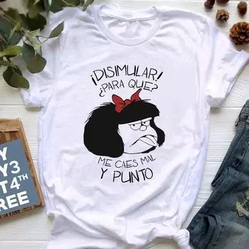 Футболка Mafalda женская летняя Harajuku с буквенным принтом, короткий рукав, модная креативная повседневная женская футболка с рисунком 90-х годов S