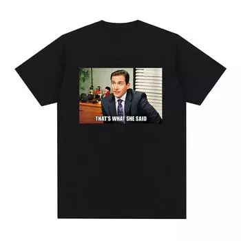 Футболка Майкла Скотта «Вот что она сказала» Сериал «Офис» Футболка Дуайта Шрута Джима Халперта Летние футболки с коротким рукавом S