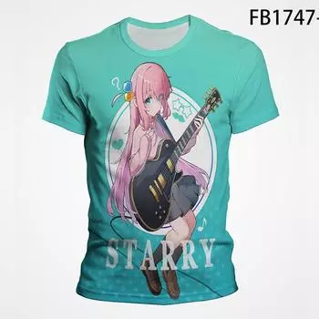 Футболка Manga Bocchi The Rock для мужчин и женщин с 3D принтом Kita Ikuyo, футболка Hitori Gotoh, футболка с героями мультфильмов, аниме, топы, одежда XS белый