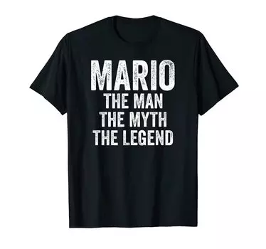 Футболка Mario The Man The Myth The Legend Имя Mario Мужская футболка чёрный
