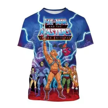 Футболка Masters Universe He-Man 3D, модная мужская, индивидуальная, крутая, аниме, креативная, с коротким рукавом, для детей, смешные футболки S