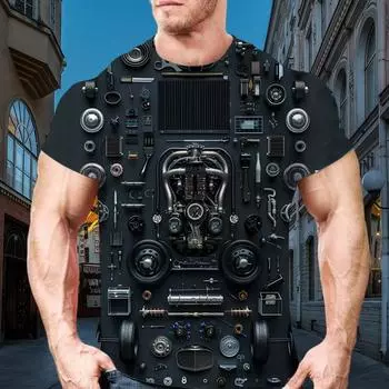 Футболка Mechanic Summer для мужчин с принтом в стиле хип-хоп, тяжелый металл, рабочая униформа, свободный воротник, креативный, большой размер, короткий рукав S