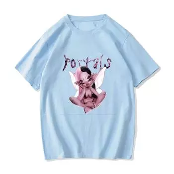 Футболка Melanie Martinez Portals Tour Винтажная футболка Повседневная кавайная футболка с коротким рукавом унисекс Топы Harajuku с графикой XS светло-синий