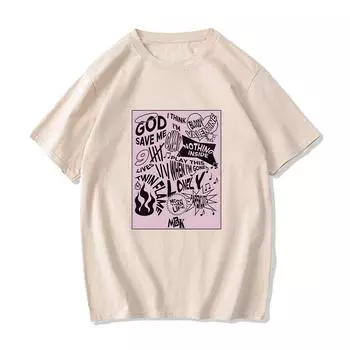 Футболка Mgk Machine Gun Kelly, повседневная футболка в стиле хип-хоп с графическим принтом, хлопковые футболки с короткими рукавами, топы унисекс высокого качества S чёрный