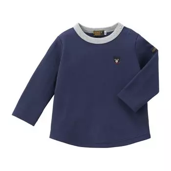 Футболка MIKI HOUSE Double B Long Made in Going to Going to Navy Blue [MIKI HOUSE], рукав, однотонная, медведь, Япония, для мальчиков, для девочек, для младенцев, для детей, для детей тёмно-синий