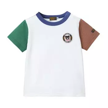 Футболка MIKI HOUSE Double B Short One, Сделано в [MIKI HOUSE], однотонная, тонкая, простая, с заостренным кончиком, Япония, для мальчиков, для девочек, для младенцев, для детей, детская одежда,