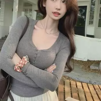 Футболка-милашка для похудения из немецкого бархата с нитками для женщин - модный европейский стиль