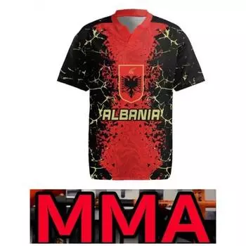 Футболка MMA Kick Boxing Muay Thai UFC с национальным флагом страны, ретро, винтажная, с символом Албании, с 3D-принтом, для мужчин и женщин, с коротким рукавом, с круглым вырезом, красная S