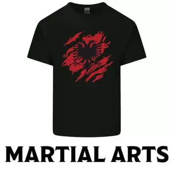 Футболка MMA Kick Boxing Muay Thai UFC в стиле ретро, винтажная, с царапинами, с эмблемой Албанского символа, с черным орлом, 3D-принтом, для мужчин и женщин, унисекс, с коротким рукавом, с круглым вырезом XS