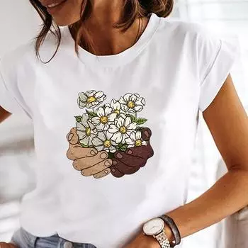 Футболка Модная футболка Одежда 90-х годов Милая милая трендовая стильная повседневная женская футболка с коротким рукавом с принтом Женская женская футболка с графикой S