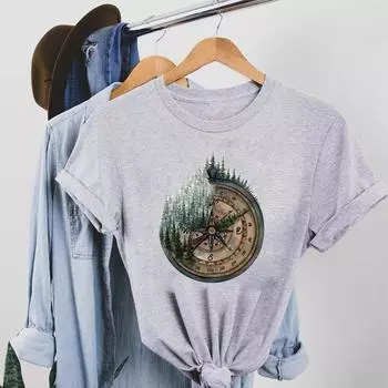 Футболка, модная футболка, одежда, милый стиль, тренд 90-х годов, милая повседневная женская футболка с коротким рукавом и принтом, женская футболка с графикой S