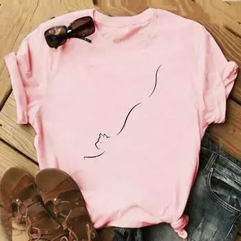 Футболка, модная футболка, одежда в стиле диких животных 90-х годов, трендовая повседневная женская футболка с коротким рукавом и принтом, женская футболка с рисунком S