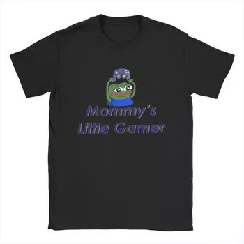 Футболка Mommy s Little Gamer Pepe, мужские хлопковые забавные футболки с круглым вырезом, футболки с коротким рукавом, одежда больших размеров S чёрный