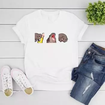 Футболка Moo Deng Забавные футболки с изображением бегемота Moo Deng Милая футболка с изображением бегемота-пигмея Футболка с коротким рукавом Футболки с изображением любителя бегемота S чёрный