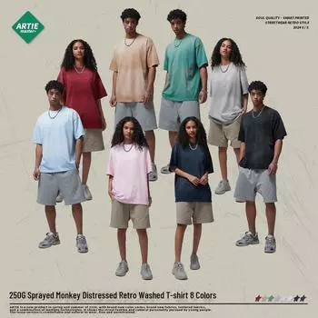 Футболка мужская ARTIE в стиле ретро с эффектом потертости, свободного покроя, белого цвета, окрашенная распылением XL