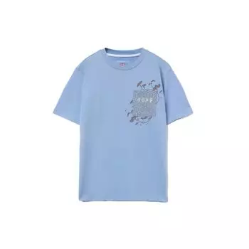 Футболка мужская баскетбольная серия Li Ning Sports Air Mountain Base Element с вышитым круглым вырезом и коротким рукавом, с вышивкой, синяя AHSR907-3 S