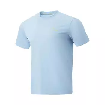Футболка мужская беговая Li Ning, однотонная, с круглым вырезом, коротким рукавом и логотипом, мягкая, дымчато-синяя ATSU051-3 S